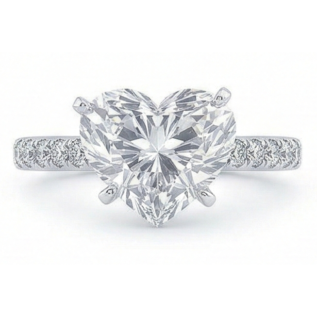 3.50 carats coeur et Réel diamant rond bague de mariage bijoux nouveau
