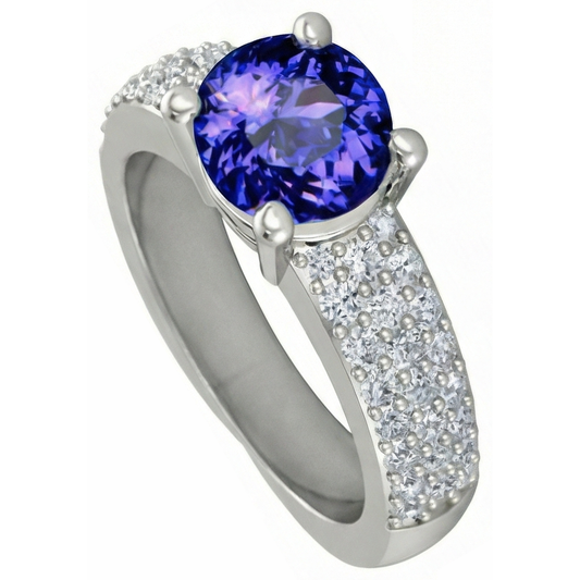 naturel tanzanite 3.70carats bague angle de côté