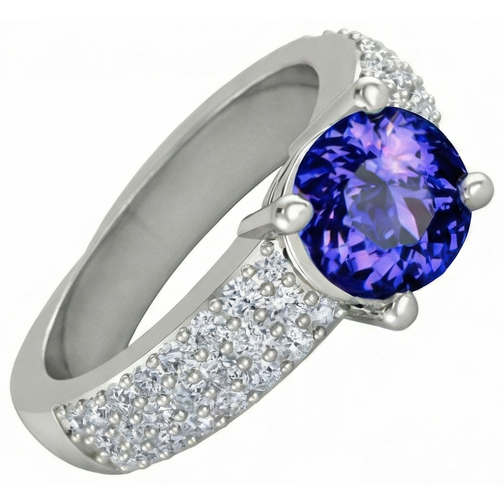 naturel tanzanite 3.70carats bague détail rapproché