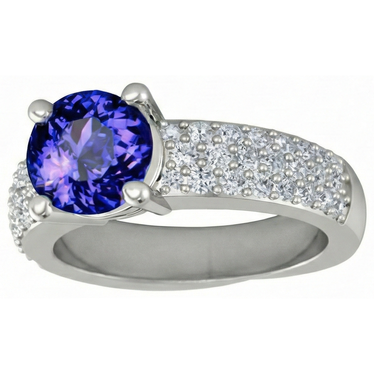 naturel tanzanite 3.70carats bague vue de dessus