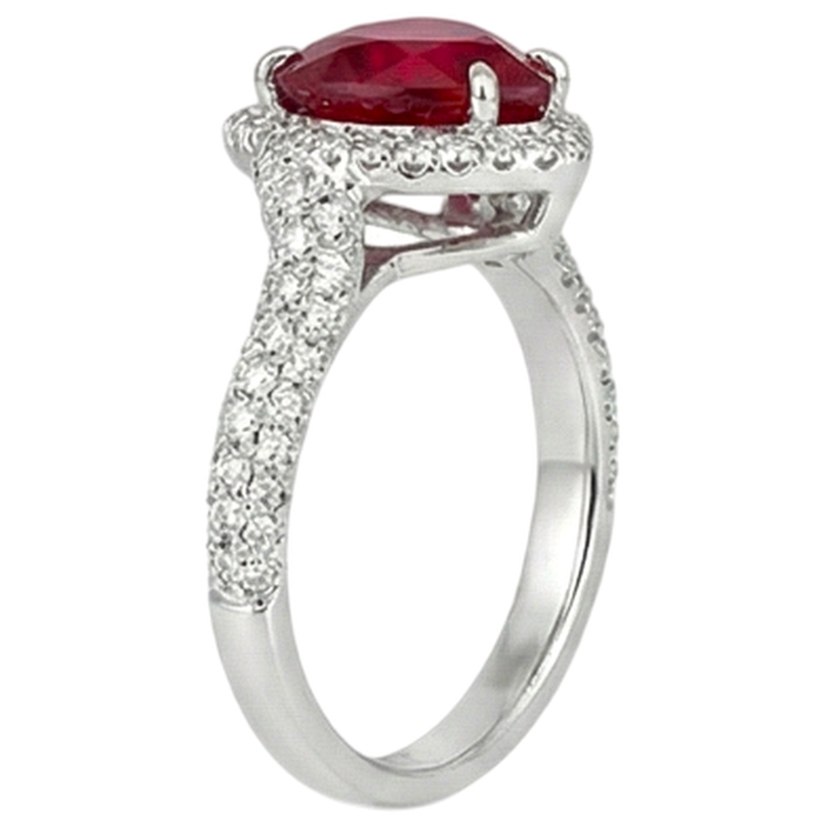 3.70 Carats Rubis Rouge Avec Diamants Naturels Extraits des Mines ( et non cultivés en laboratoire ) Bague Or Blanc 14K