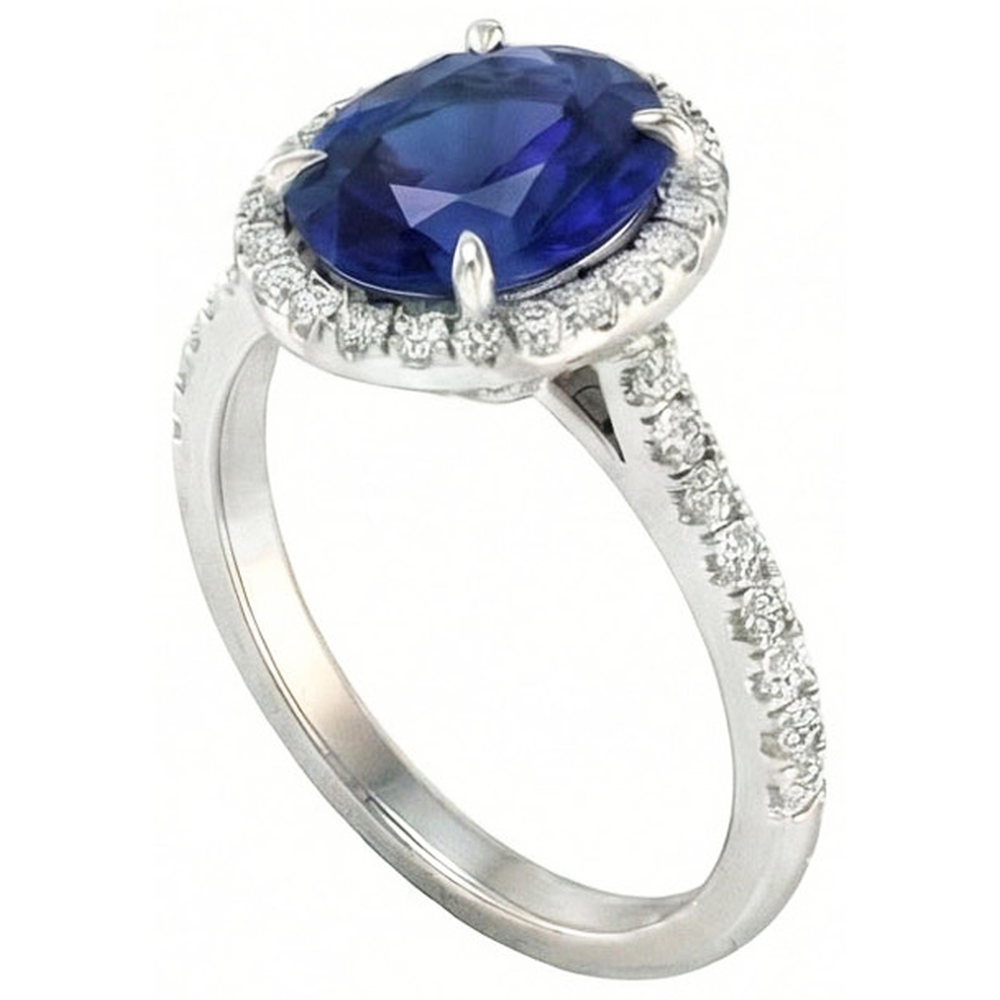 Brillant Bague avec Gemme 3,75 carats – vue de côté