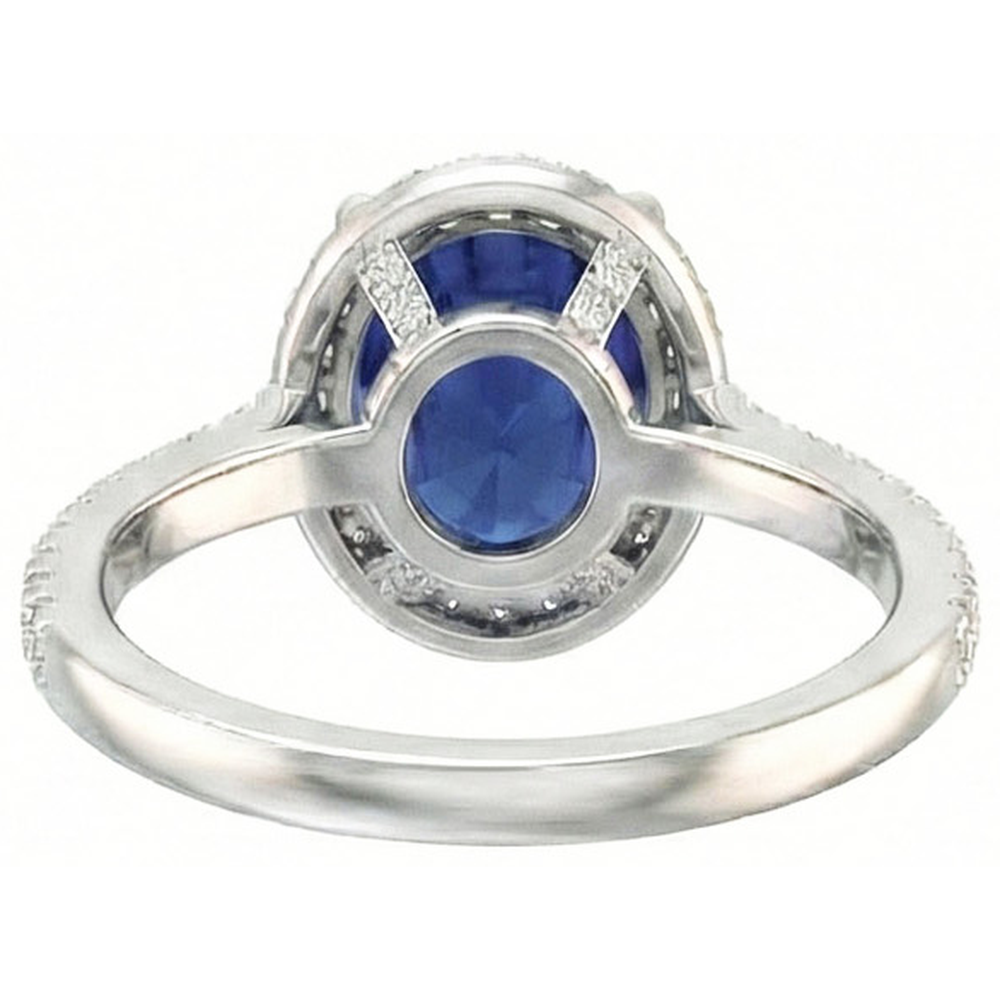 Bague avec Gemme Or 14K Blanc avec Saphir Bleu Bleuet – vue de profil