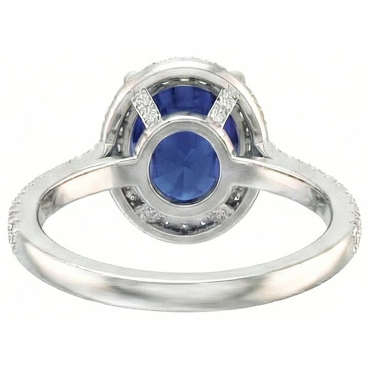 Bague avec Gemme Or 14K Blanc avec Saphir Bleu Bleuet – vue de profil