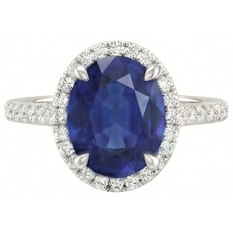 Brillant Bague avec Gemme 3,75 carats – vue de face