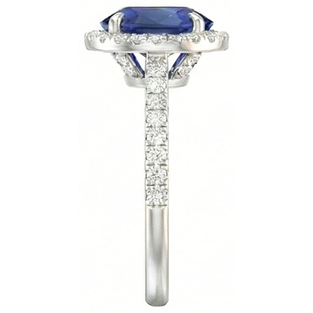 Brillant Saphir Bleu Bleuet Bague avec Gemme 3,75 carats – vue d'angle