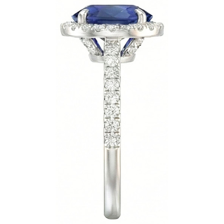Brillant Saphir Bleu Bleuet Bague avec Gemme 3,75 carats – vue d'angle