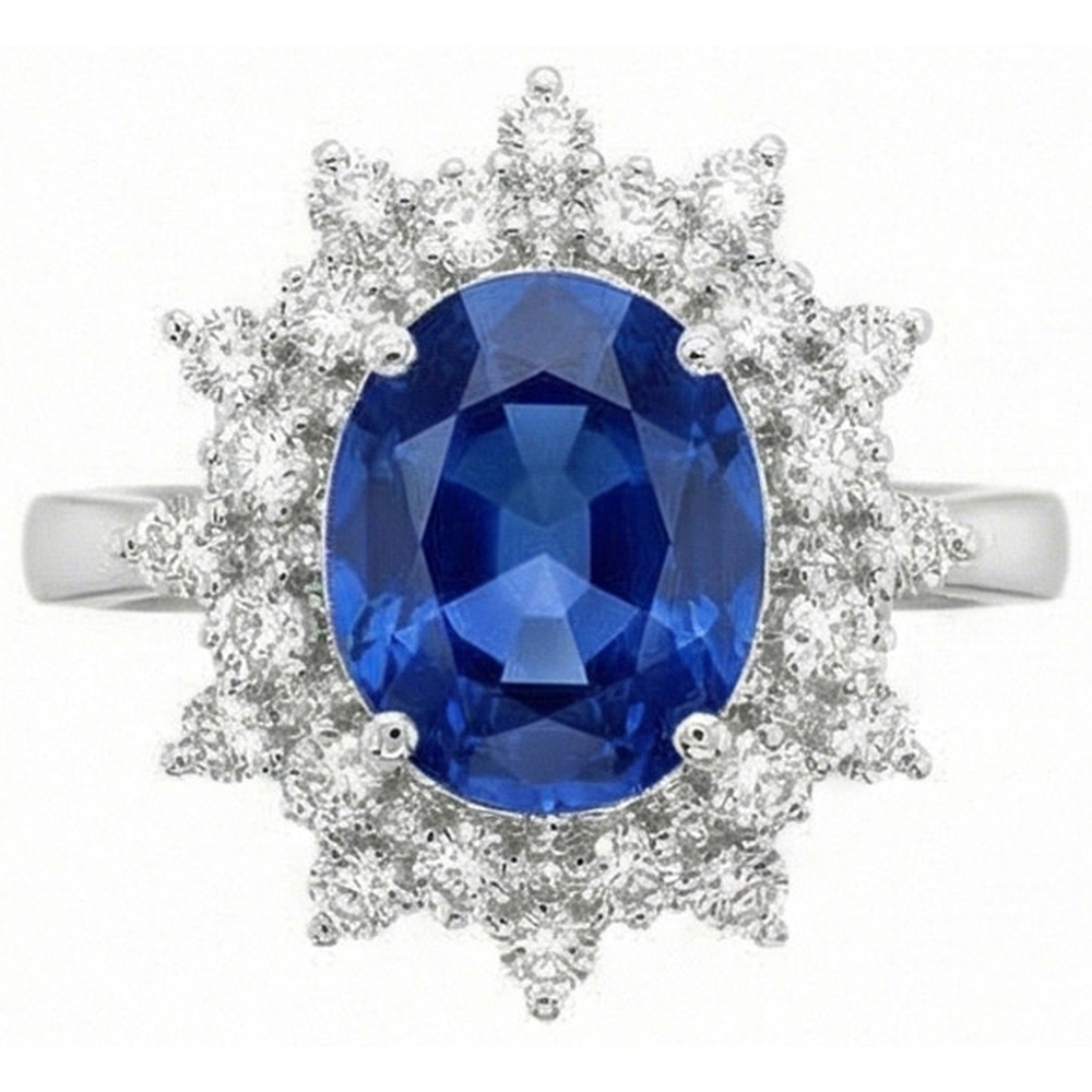 naturel round diamant 3.75carats bague vue de face