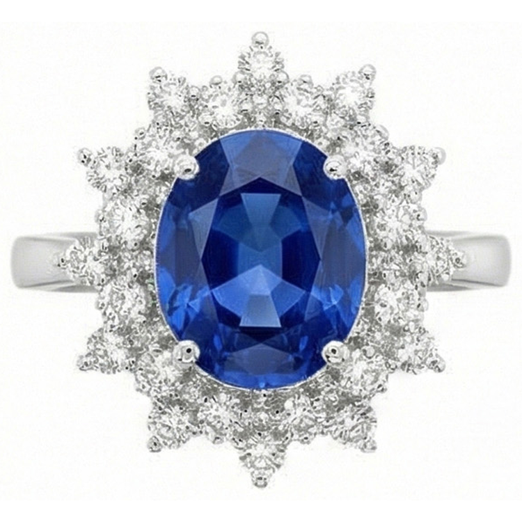 naturel round diamant 3.75carats bague vue de face