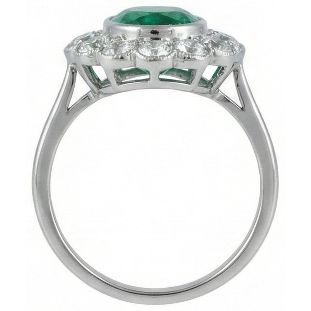 naturel oval émeraude 3.75carats bague vue de profil