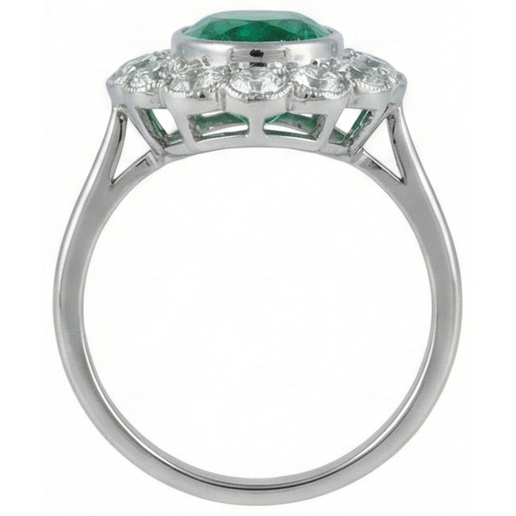 naturel oval émeraude 3.75carats bague vue de profil