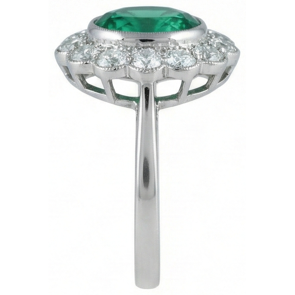 naturel oval émeraude 3.75carats bague vue de dessus