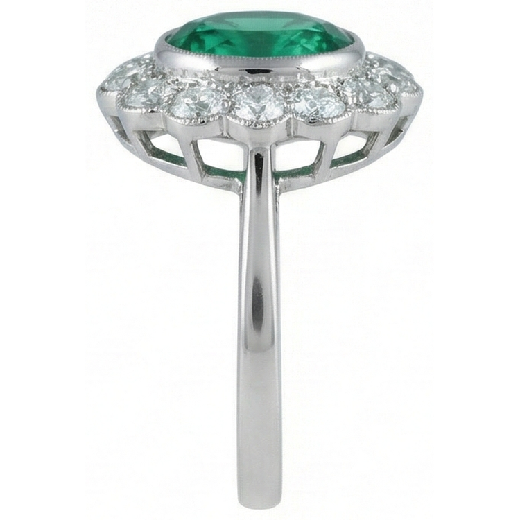 naturel oval émeraude 3.75carats bague vue de dessus