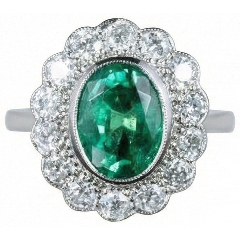 naturel oval émeraude 3.75carats bague angle de côté
