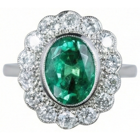 naturel oval émeraude 3.75carats bague angle de côté