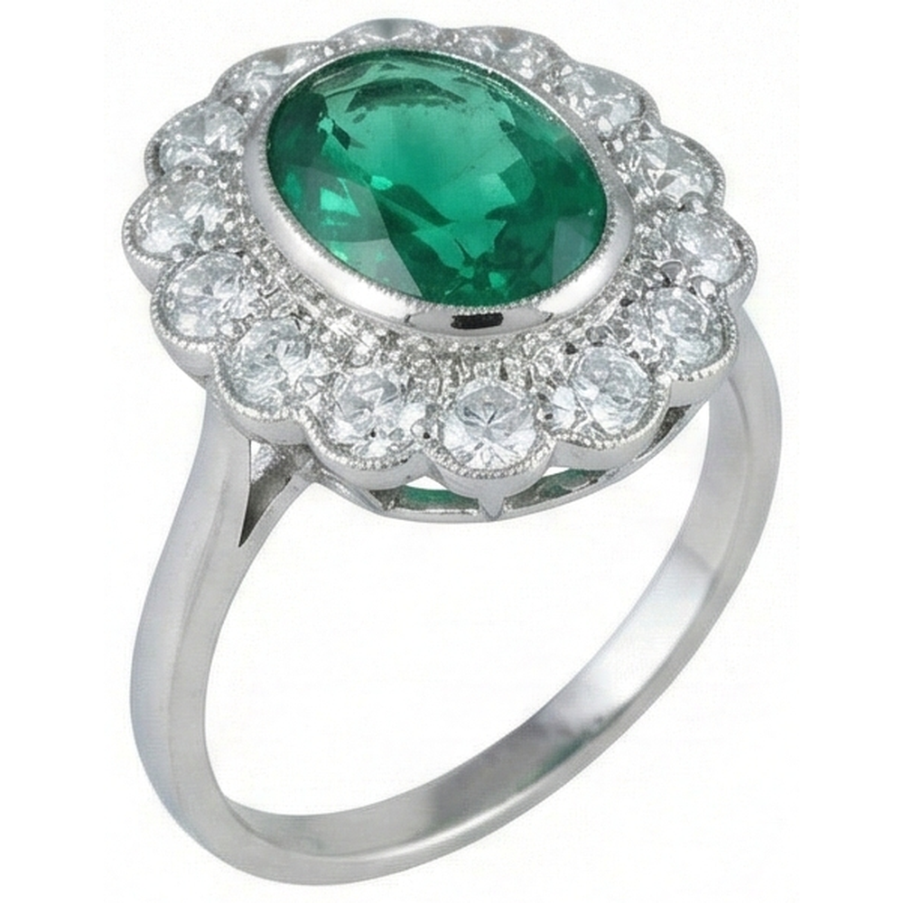 naturel oval émeraude 3.75carats bague détail rapproché