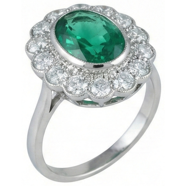 naturel oval émeraude 3.75carats bague détail rapproché