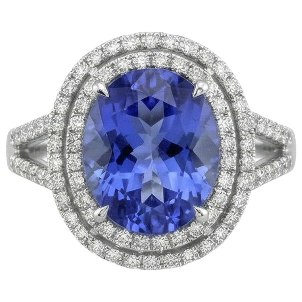 naturel tanzanite 3.80carats bague angle de côté