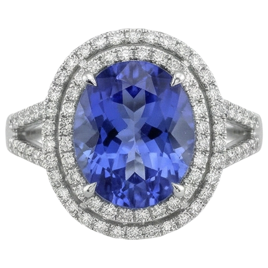 naturel tanzanite 3.80carats bague angle de côté