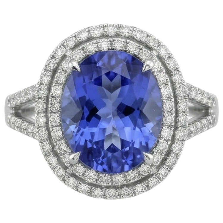 naturel tanzanite 3.80carats bague angle de côté