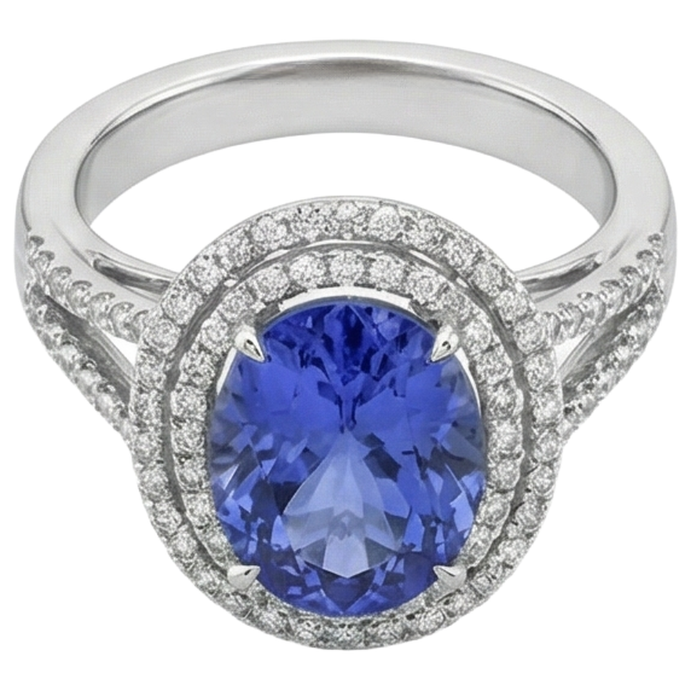 naturel tanzanite 3.80carats bague détail rapproché