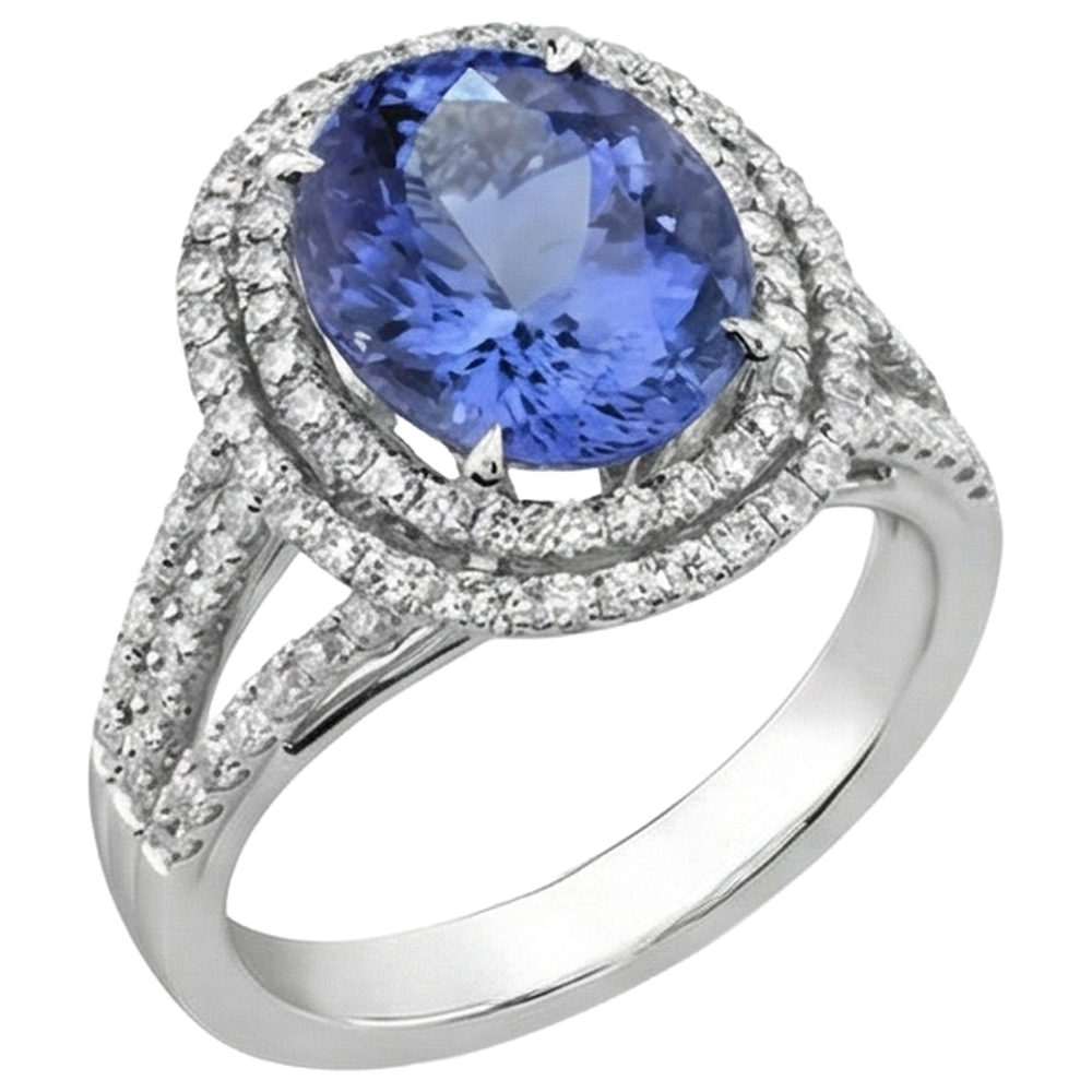 naturel tanzanite 3.80carats bague vue de dessus