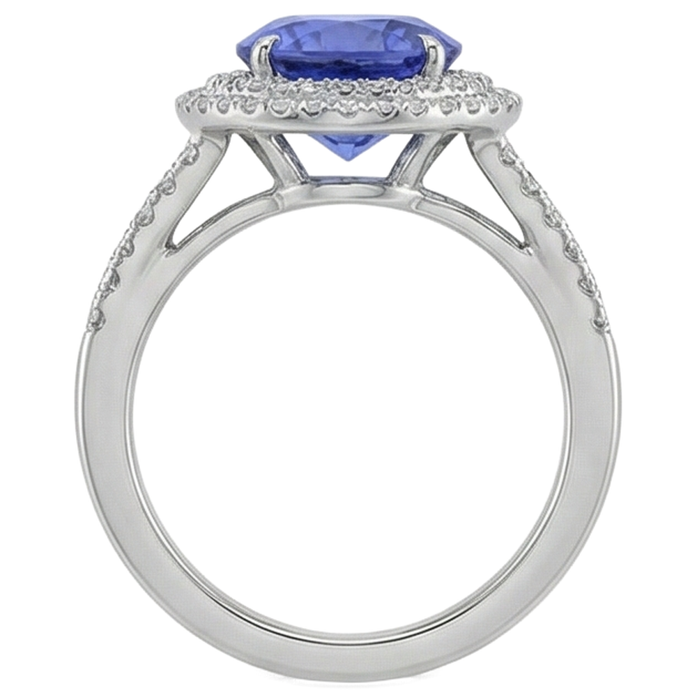 naturel tanzanite 3.80carats bague avec accents diamants