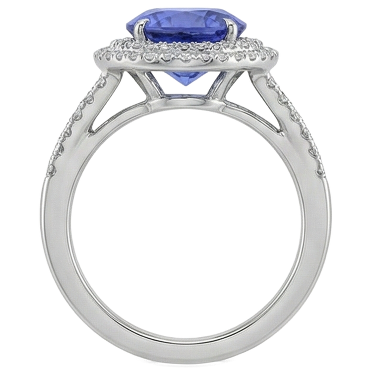 naturel tanzanite 3.80carats bague avec accents diamants