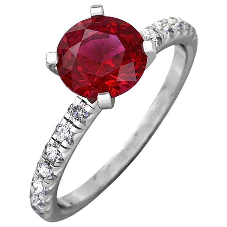 3.90 Carats Bague Rubis Et Diamants Naturels Extraits des Mines ( et non cultivés en laboratoire ) Or Blanc 14K Sertie De Griffes