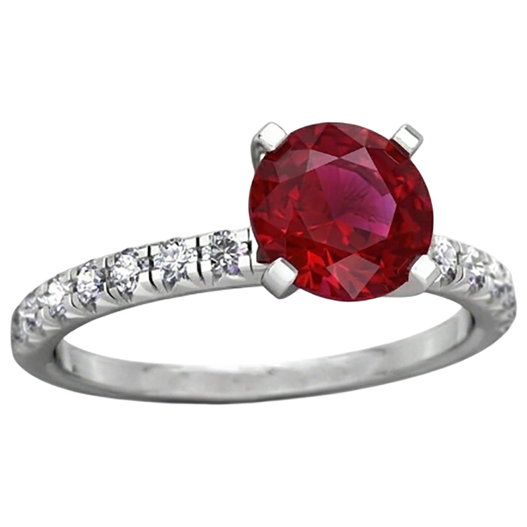 3.90 Carats Bague Rubis Et Diamants Naturels Extraits des Mines ( et non cultivés en laboratoire ) Or Blanc 14K Sertie De Griffes