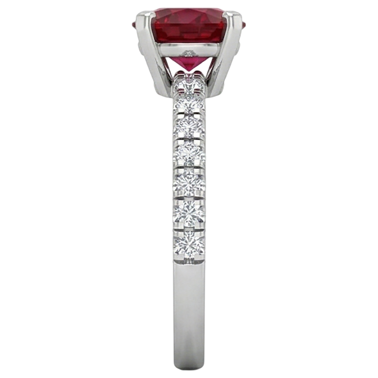 3.90 Carats Bague Rubis Et Diamants Naturels Extraits des Mines ( et non cultivés en laboratoire ) Or Blanc 14K Sertie De Griffes