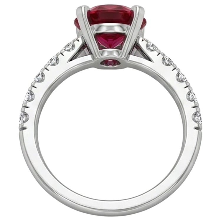3.90 Carats Bague Rubis Et Diamants Naturels Extraits des Mines ( et non cultivés en laboratoire ) Or Blanc 14K Sertie De Griffes