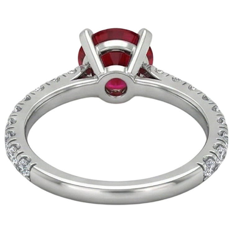 3.90 Carats Bague Rubis Et Diamants Naturels Extraits des Mines ( et non cultivés en laboratoire ) Or Blanc 14K Sertie De Griffes
