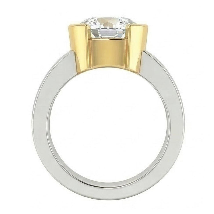 3 Carat Véritable Diamant Naturels Extraits des Mines ( et non cultivés en laboratoire ) Solitaire Bague En Or Deux Tons 14K