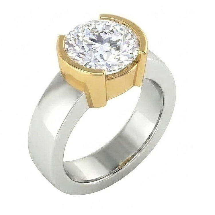 3 Carat Véritable Diamant Naturels Extraits des Mines ( et non cultivés en laboratoire ) Solitaire Bague En Or Deux Tons 14K