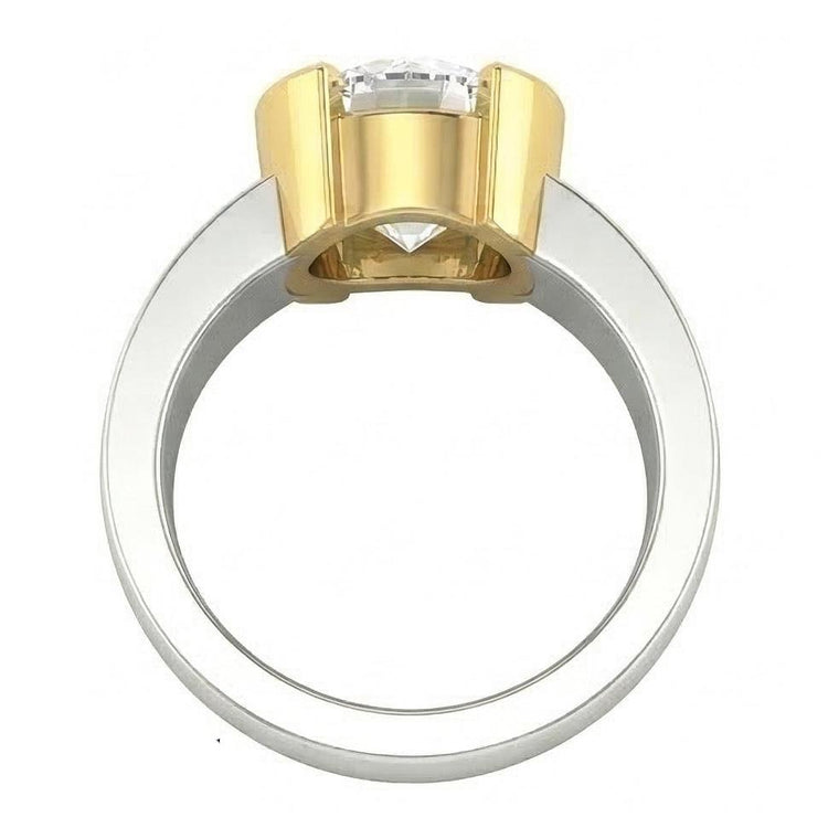 3 Carat Véritable Diamant Naturels Extraits des Mines ( et non cultivés en laboratoire ) Solitaire Bague En Or Deux Tons 14K
