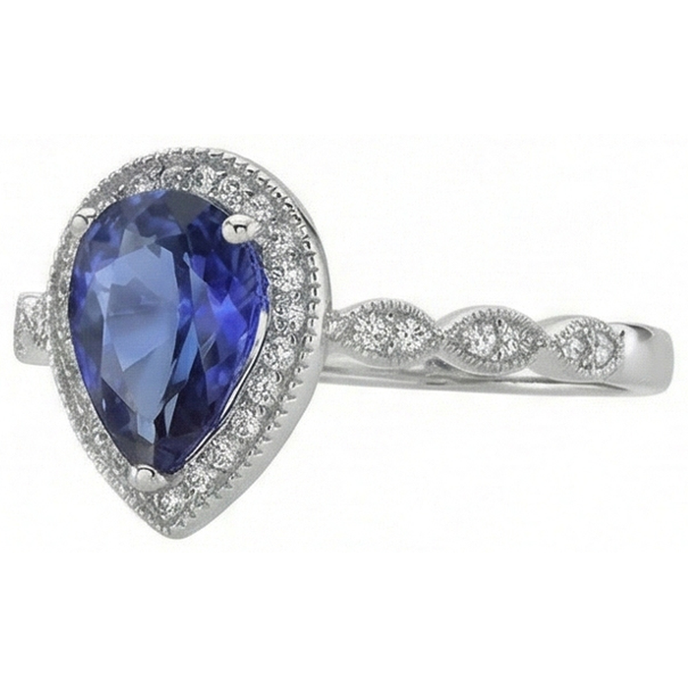 Étincelant Saphir Bleu Bague Pierre de Couleur 2 carats – vue d'angle