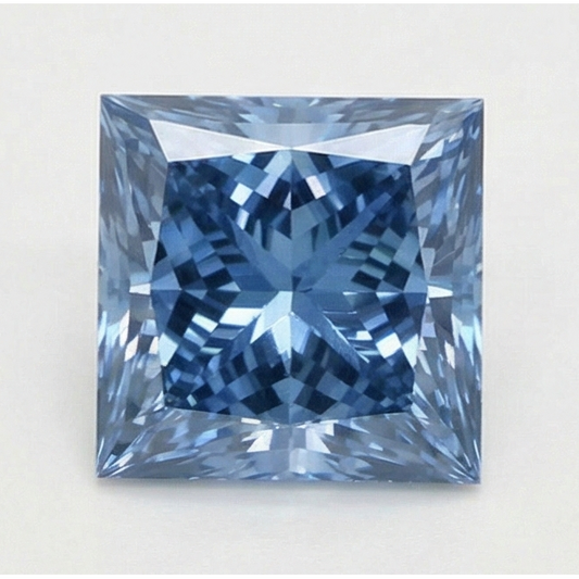Diamant naturel véritable bleu clair de 3 carats (non cultivé en laboratoire), taille princesse.