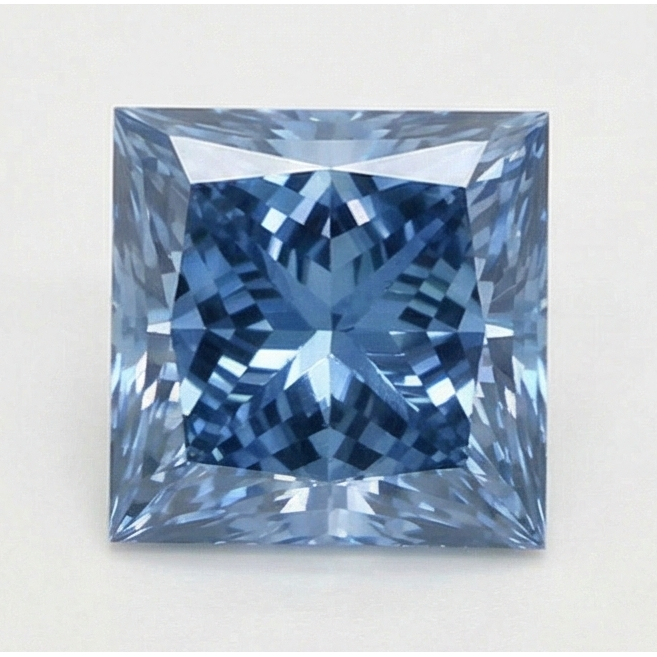 Diamant naturel véritable bleu clair de 3 carats (non cultivé en laboratoire), taille princesse.