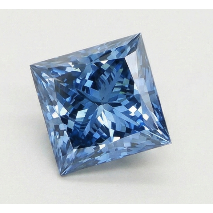 Diamant naturel véritable bleu clair de 3 carats (non cultivé en laboratoire), taille princesse.
