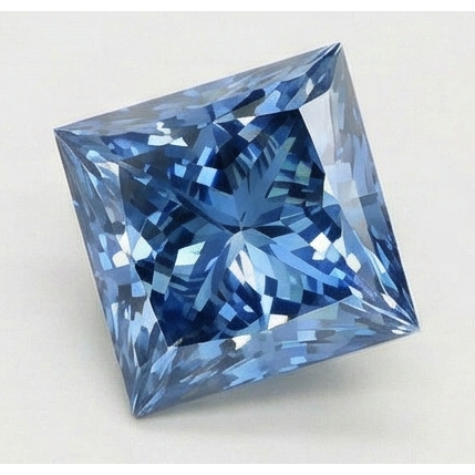 Diamant naturel véritable bleu clair de 3 carats (non cultivé en laboratoire), taille princesse.