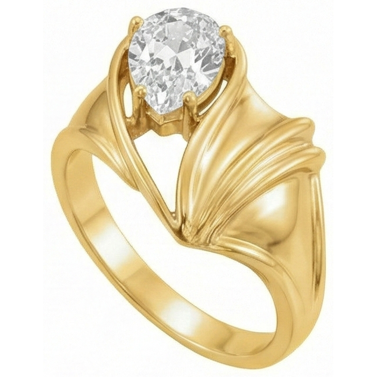 Solitaire de Fiançailles Or Jaune 14 Carats avec Brillant – vue de face