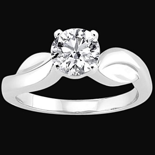 3 Carats. Bague Fantaisie Solitaire Véritable Diamant Rond Or Blanc 14K Nouveau