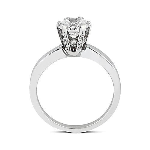 3 Carats. Bague de Fiançailles Solitaire Réel Diamant Or Blanc
