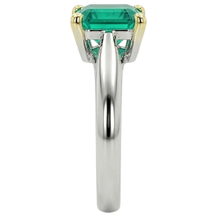 Émeraude Colombienne Bague Pierre de Couleur 3-carats Or Bicolore 14 Carats – vue de dessus