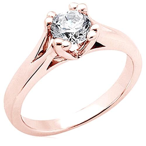3 Ct. Bague Solitaire Réel Diamant Rond Or Rose Nouveau
