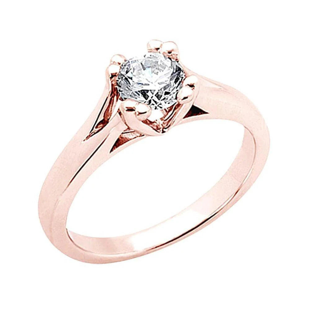 3 Ct. Bague Solitaire Réel Diamant Rond Or Rose Nouveau