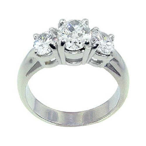 3 Cts. Bague De Fiançailles Réel Diamants 3 Pierres Or Blanc