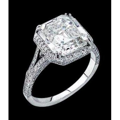 3 Cts. Bague Naturel Diamant Radiant Solitaire Avec Accents Bijoux Dames