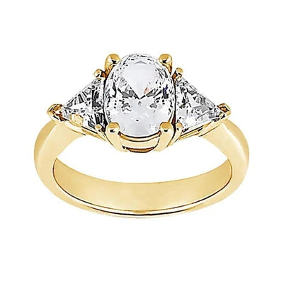 3 Pierre 2.71 Ct. Bague Fantaisie Or Jaune Gros Réel Diamants Nouveau